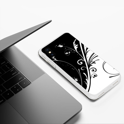 Чехол для iPhone XS Max матовый Завитки, цвет белый - фото 5