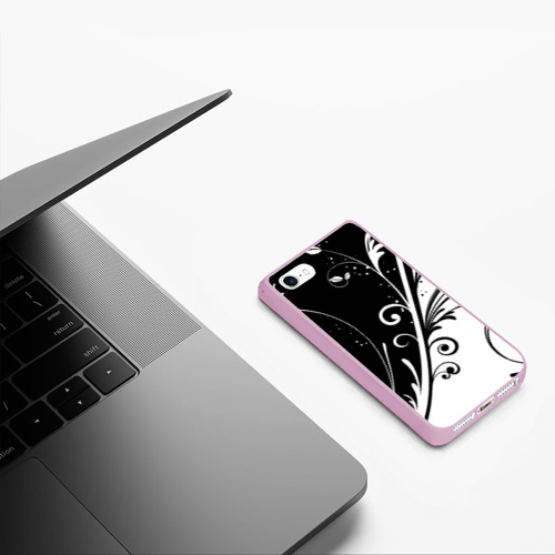 Чехол для iPhone 5/5S матовый Завитки, цвет розовый - фото 5