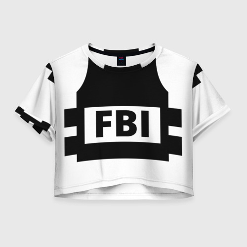 Женская футболка Crop-top 3D Бронежилет ФБР FBI, цвет 3D печать