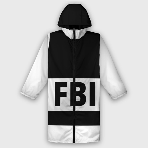 Женский дождевик с принтом Бронежилет ФБР FBI, вид спереди №1