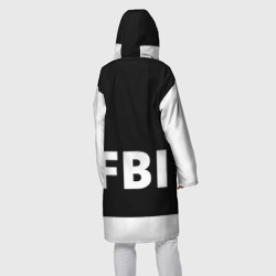 Дождевик с принтом Бронежилет ФБР FBI для женщины, вид на модели сзади №2. Цвет основы: белый