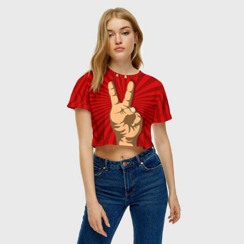 Женская футболка Crop-top 3D Всё Peace DATA, цвет 3D печать - фото 4