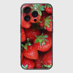 Чехол для iPhone 16 Pro силиконовый с защитой камеры Клубничная