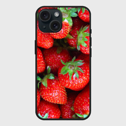 Чехол силиконовый для Apple iPhone 15 матовый Клубничная