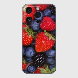 Чехол для iPhone 15 Pro Max силиконовый с защитой камеры Berries