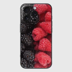 Чехол для iPhone 16 Pro силиконовый с защитой камеры Ягодная