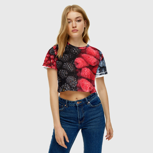 Женская футболка Crop-top 3D Ягодная, цвет 3D печать - фото 3