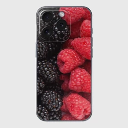 Чехол для iPhone 15 Pro Max силиконовый с защитой камеры Ягодная