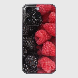 Чехол для iPhone 15 Pro силиконовый с защитой камеры Ягодная