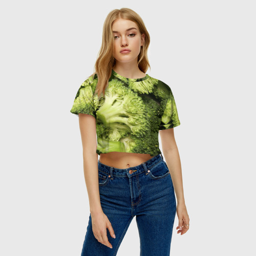 Женская футболка Crop-top 3D Брокколи, цвет 3D печать - фото 4