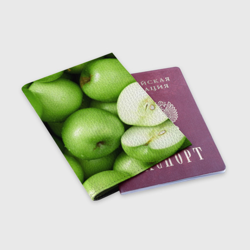 Обложка для паспорта матовая кожа Яблочная, цвет черный - фото 3