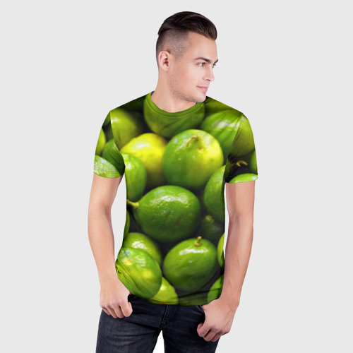 Мужская футболка 3D Slim Лаймовая, цвет 3D печать - фото 3