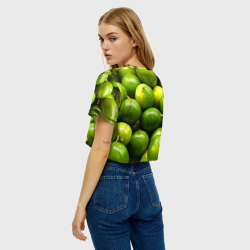 Женская футболка Crop-top 3D Лаймовая, цвет 3D печать - фото 5