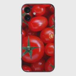 Чехол для iPhone 16 силиконовый с защитой камеры Томатная