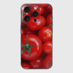 Чехол для iPhone 15 Pro Max силиконовый с защитой камеры Томатная