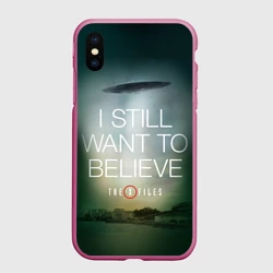 Чехол для iPhone XS Max матовый Секретные материалы i still want to believe надпись-цитата
