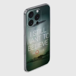 Чехол для iPhone 16 Pro Max силиконовый с защитой камеры Секретные материалы i still want to believe надпись-цитата - фото 2