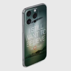 Чехол для iPhone 15 Pro Max силиконовый с защитой камеры Секретные материалы i still want to believe надпись-цитата - фото 2
