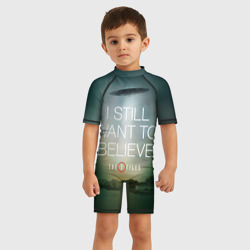 Детский купальный костюм 3D Секретные материалы i still want to believe надпись-цитата - фото 2