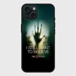 Чехол силиконовый для Apple iPhone 15 матовый Секретные материалы - цитата хотелось бы верить