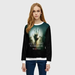 Женский свитшот 3D Секретные материалы - цитата хотелось бы верить - фото 2