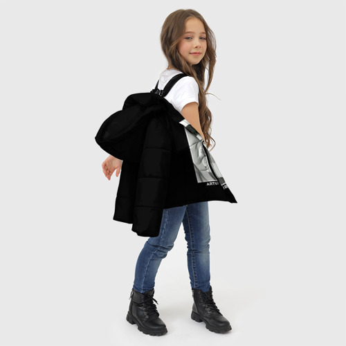 Зимняя куртка для девочек 3D Артур Гатти чб, цвет черный - фото 6