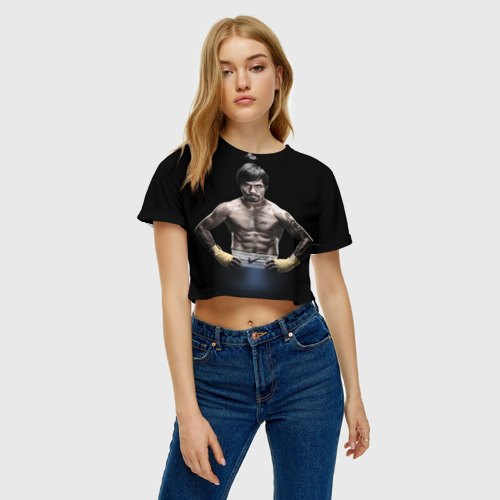 Женская футболка Crop-top 3D Мэнни Пакьяо, цвет 3D печать - фото 4