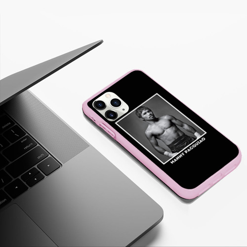 Чехол для iPhone 11 Pro Max матовый Мэнни Пакьяо чб, цвет розовый - фото 5