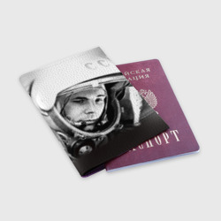 Обложка для паспорта матовая кожа Гагарин 1 - фото 2