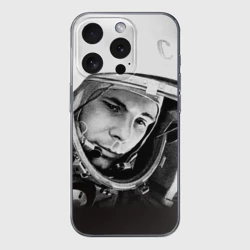 Чехол для iPhone 15 Pro Max силиконовый с защитой камеры Гагарин 1