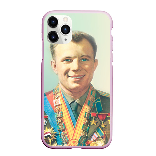 Чехол для iPhone 11 Pro Max матовый Гагарин 2, цвет розовый