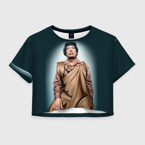 Женская футболка Crop-top 3D Каддафи 1, цвет 3D печать