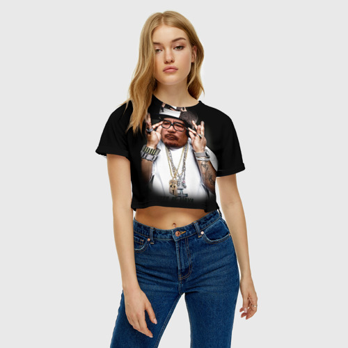 Женская футболка Crop-top 3D Каддафи 2, цвет 3D печать - фото 3