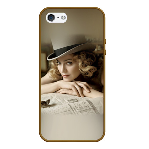 Чехол для iPhone 5/5S матовый Мадонна 1, цвет коричневый