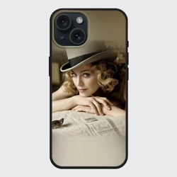 Чехол силиконовый для Apple iPhone 15 матовый Мадонна в шляпе