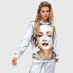 Костюм с принтом Мадонна 3 для женщины, вид на модели спереди №2. Цвет основы: белый