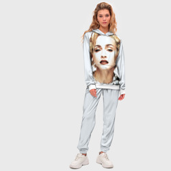 Костюм с принтом Мадонна 3 для женщины, вид на модели спереди №3. Цвет основы: белый