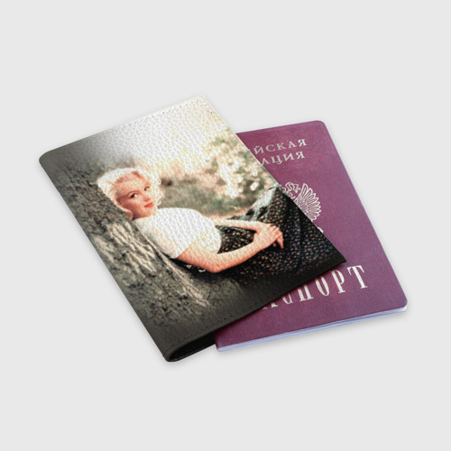 Обложка для паспорта матовая кожа Мерлин Монро 1, цвет черный - фото 3