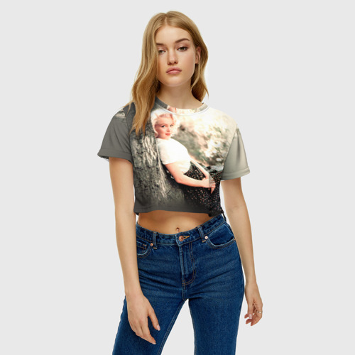 Женская футболка Crop-top 3D Мерлин Монро 1, цвет 3D печать - фото 3