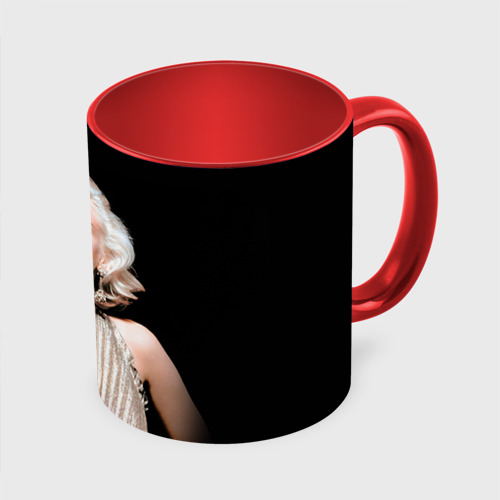 Кружка с полной запечаткой Мерлин Монро 2, цвет белый + красный - фото 3