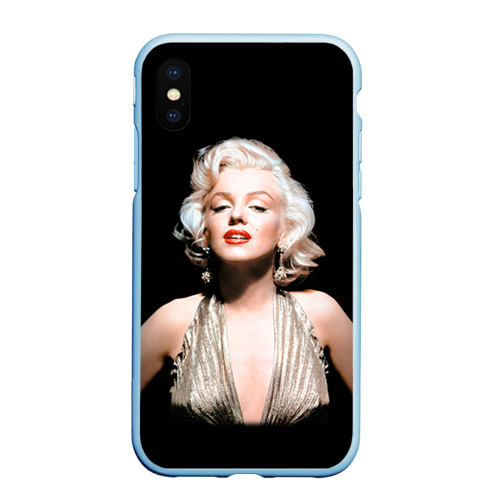 Чехол для iPhone XS Max матовый Мерлин Монро 2, цвет голубой