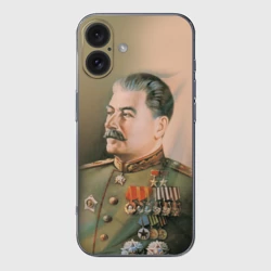 Чехол для iPhone 16 силиконовый с защитой камеры Сталин в мундире