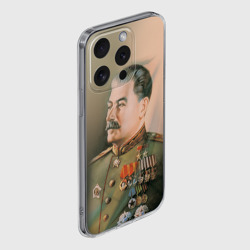 Чехол для iPhone 15 Pro Max силиконовый с защитой камеры Сталин в мундире - фото 2