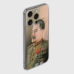 Чехол для iPhone 15 Pro силиконовый с защитой камеры Сталин в мундире - фото 2