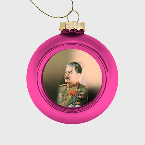 Стеклянный ёлочный шар с принтом Сталин 1, вид спереди №1