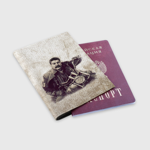 Обложка для паспорта матовая кожа Сталин 2 - фото 3