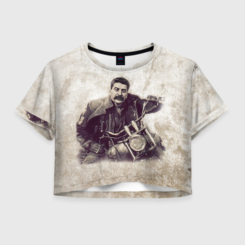 Женская футболка Crop-top 3D Сталин 2, цвет 3D печать
