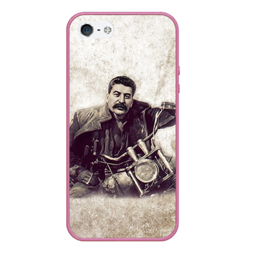 Чехол для iPhone 5/5S матовый Сталин 2, цвет малиновый