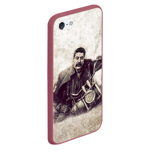 Чехол для iPhone 5/5S матовый Сталин 2, цвет малиновый - фото 3
