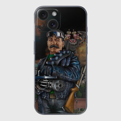 Чехол для iPhone 15 силиконовый с защитой камеры Сталин 3